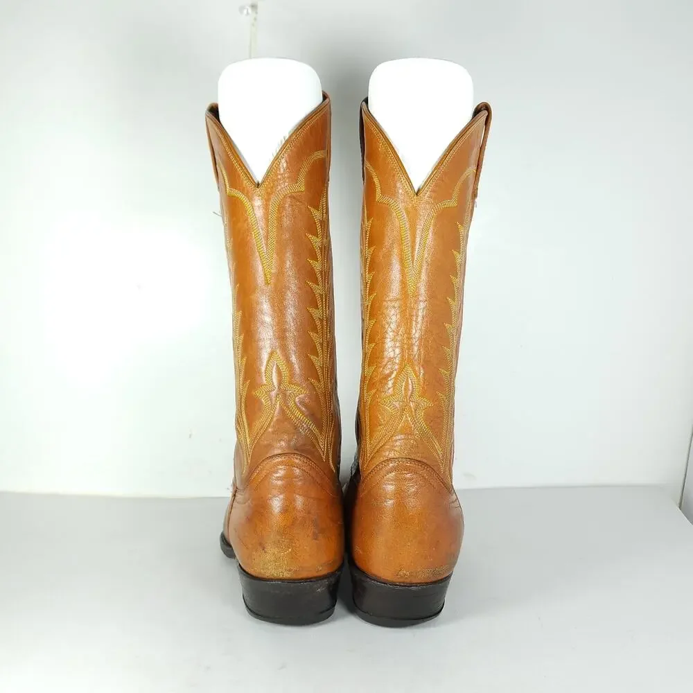 Vintage Tony Lama 0501 Men's US8D Brown Leather Western Ranch Boots